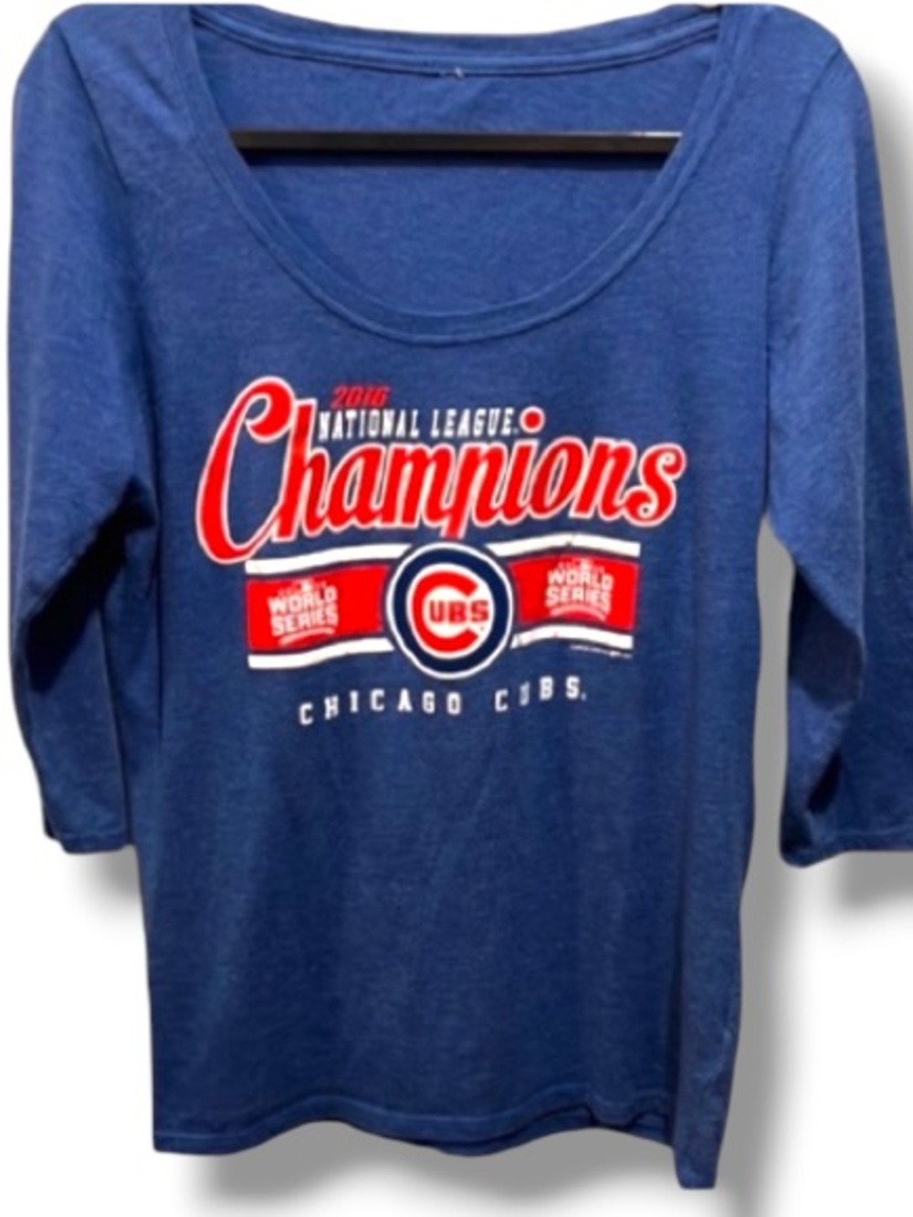 Chicago Cubs Women’s Baseball Top World Series 2016 Champions Cubbies Shirt MLB